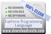 Euphoria Programming Language received 100% CLEAN award on DownloadRoute.com